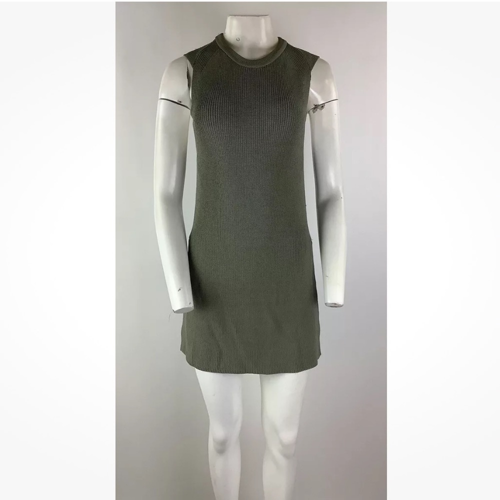 Aritzia Wilfred Sz M Mini Sleeveless Sweater Dress Green Rayon Nylon Pullover